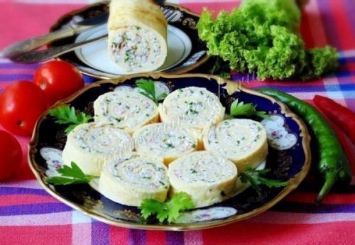 Рулет яичный с сыром и крабовыми палочками. 08 Рулет яичный с сыром и крабовыми палочками. 08