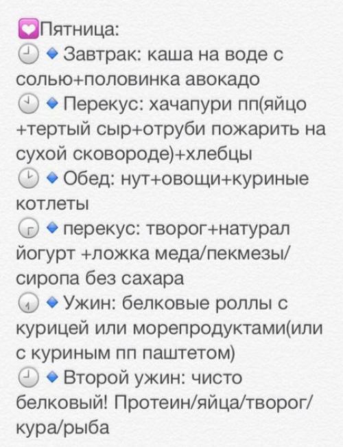 Рацион правильного питания на неделю. 04