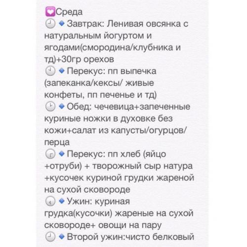 Рацион правильного питания на неделю. 02