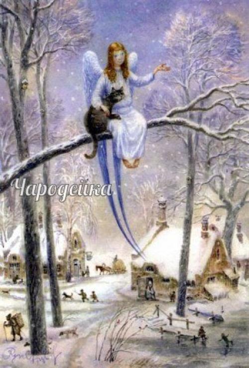 - Мир тебе, - ласково сказал ангел, присаживаясь рядом с котом на толстую ветку и стряхивая с неё снег. 03 - Мир тебе, - ласково сказал ангел, присаживаясь рядом с котом на толстую ветку и стряхивая с неё снег. 03