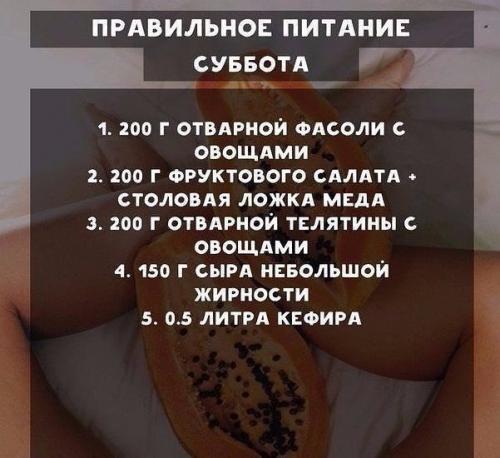 Меню правильного питания на неделю для самых стройных. 05