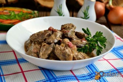 Куриная печень в кефирно - горчичном соусе. 04