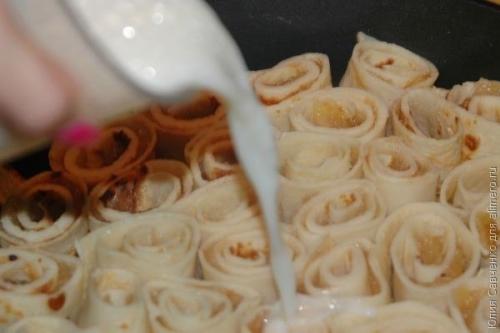 Низкокалорийная запеканка из блинчиков с яблочным вареньем. 09