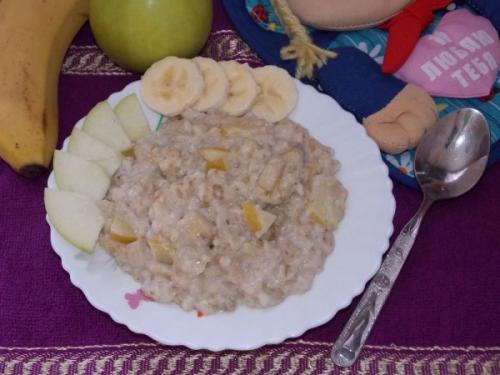 Овсяная каша с бананом и яблоком в мультиварке. Фруктовая овсянка в мультиварке