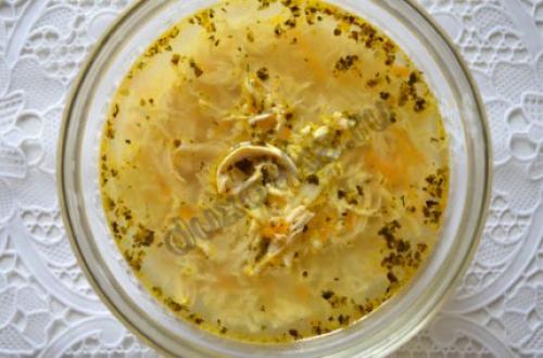 Куриный суп с яйцом и сыром. Рецепт 3: куриный суп с яйцом и вермишелью