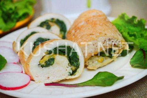 Куриные рулетики со шпинатом. Куриный рулет с сыром и шпинатом. Пошаговый рецепт с фото