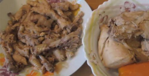 Холодец из куриного филе. Студень из куриных лапок
