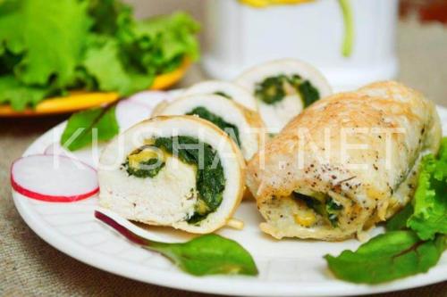 Куриные рулетики со шпинатом. Куриный рулет с сыром и шпинатом. Пошаговый рецепт с фото