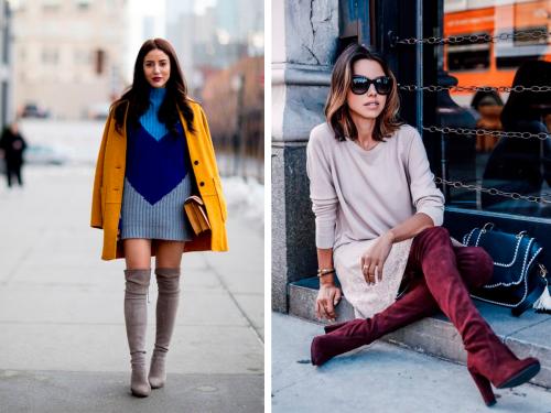 Замшевые ботфорты на каблуке с чем носить. Модные модели 17