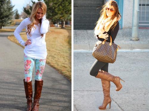 Замшевые ботфорты на каблуке с чем носить. Модные модели 07