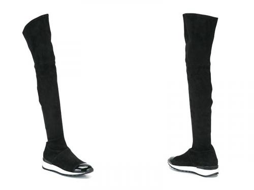 Замшевые ботфорты на каблуке с чем носить. Модные модели 02