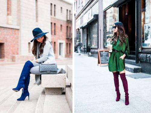 Замшевые ботфорты на каблуке с чем носить. Модные модели 18