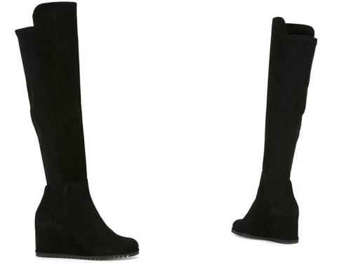 Замшевые ботфорты на каблуке с чем носить. Модные модели 01