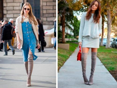 Замшевые ботфорты на каблуке с чем носить. Модные модели 12