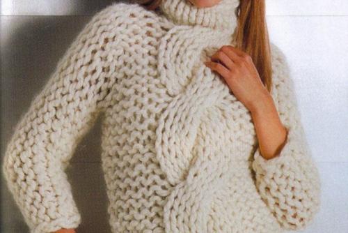 Свитер из очень толстой пряжи спицами. Модель из толстой пряжи