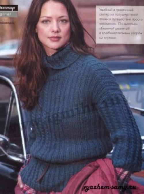 Свитер крупной вязки спицами схема женский. Рубрика: 02