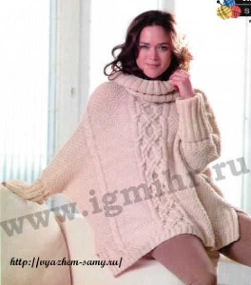 Свитер женский крупной вязки связать. Свитер крупной вязки, с чем носить 06