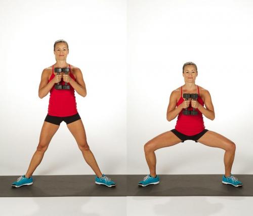 Приседание с шагом в сторону. Виды приседаний