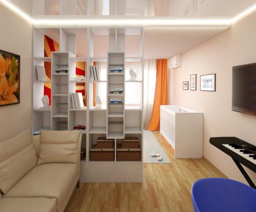 Однокомнатная квартира зонирование на детскую и гостиную. Как правильно зонировать