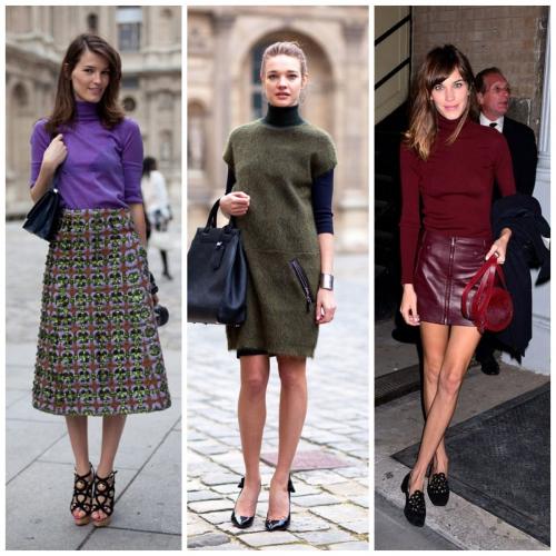 Черная водолазка и юбка. С чем носить водолазку