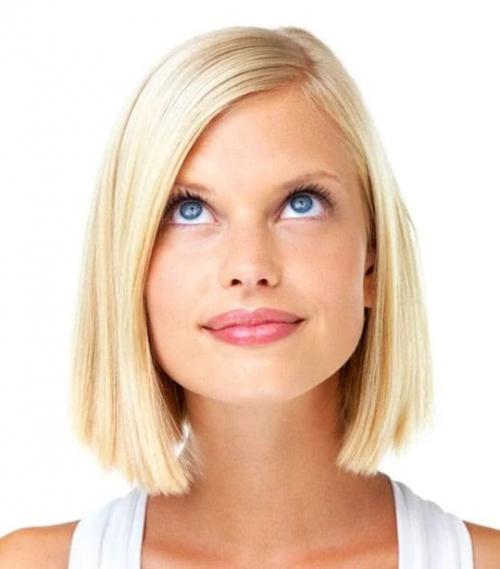 Удлиненное каре на круглое лицо с челкой. Виды каре, подходящие для круглого лица